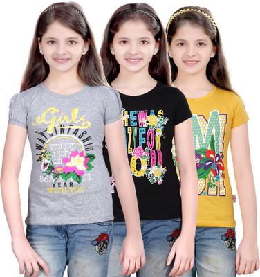 Sinimini Casual Short Sleeve Printed Girl's Top