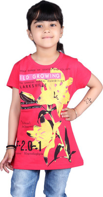 71% OFF on Skidlers Casual Short Sleeve Solid, Graphic Print Girl's Top