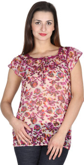 Modimania Casual, Festive, Party Short Sleeve Floral Print Women's Top