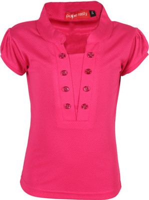 30% OFF on Purple Nasty Casual Puff Sleeve Solid Baby Girl's Top