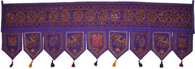 31% OFF on Lal Haveli Ethnic Beautiful Peacock and Elephant Embroidery Design with Mirror Work Decoration Hanging Toran