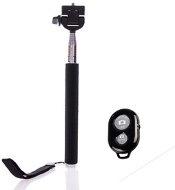 Smiledrive Extendable With Bluetooth Remote Shutter Clicker - Universal Mobile Holder Attachment Included Monopod - Black, Supports Up To 3000 G