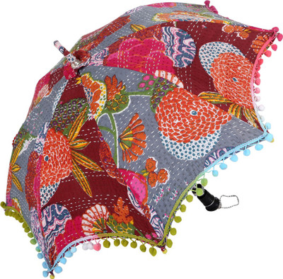 56% OFF on Rajrang Fruit Print Kantha Umbrella Gray, Pink, Green