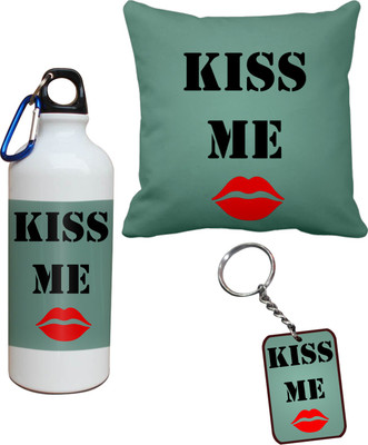 55% OFF on Tiedribbons Kiss Me Always Cushion cover Sipper and Keychains Special Valentine Gift Set