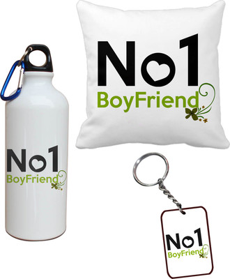 55% OFF on Tiedribbons No 1 Boyfriend Cushion Cover Sipper and Keychains Special Valentine Gift Set