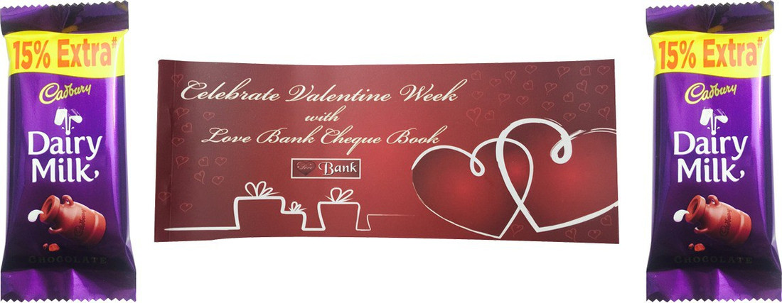 Priyankish Valentine Cheque Book Combo Valentine Gift Set. Valentine Cheque Book, 2 DairyMilk Chocolates Priyankish Valentine Cheque Book Combo Valentine Gift Set. Valentine Cheque Book, 2 DairyMilk Chocolates