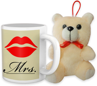 42% OFF on Tiedribbons Love You Mrs Coffee Mug Double Teddy Combo Valentine Gift Set