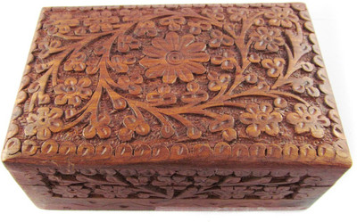 33% OFF on Pindia Beautiful Top Carved Designer Rectangle Small Jewellery Vanity Case Brown