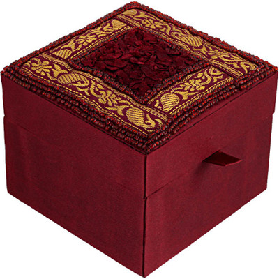 20% OFF on Fair Crafts Maroon Ribbon Embroidered Makeup And Jewellry Vanity Box Maroon