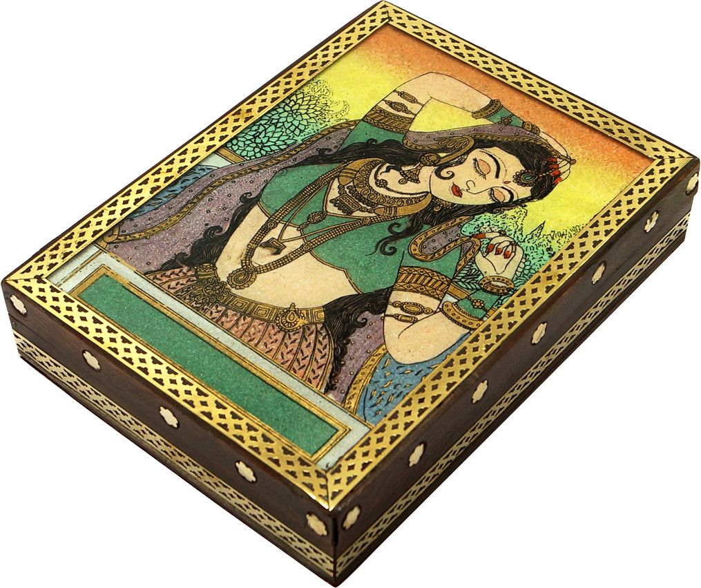 66% OFF on R S Jewels Wooden Gemstone Painting Handmade Jewellery Vanity Box Multicolor