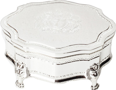 CherryTin Coat of Arms Box Jewellery Vanity Case Silver CherryTin Coat of Arms Box Jewellery Vanity Case Silver