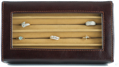 GoGappa Posh Leather Ring Display Case - Brown Jewellery Vanity Case Brown GoGappa Posh Leather Ring Display Case - Brown Jewellery Vanity Case Brown