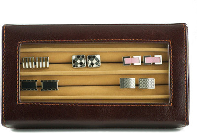 GoGappa Posh Leather Cuff Link Display Case - Brown Jewellery Vanity Case Brown GoGappa Posh Leather Cuff Link Display Case - Brown Jewellery Vanity Case Brown