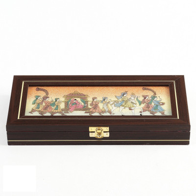 14% OFF on Aapno Rajasthan Wedding Procession Stones Inlay Work Wooden Gem Box Jewellery Vanity Case Dark Brown 14% OFF on Aapno Rajasthan Wedding Procession Stones Inlay Work Wooden Gem Box Jewellery Vanity Case Dark Brown
