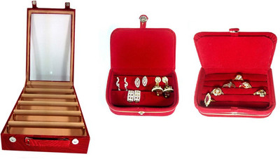 67% OFF on Kuber Industries Five Rod Bangle, Earing, Ring Jewellery Vanity Case Red