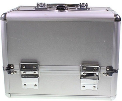 50% OFF on Pride Beauty with Folding Compartments Storing Make Up Items Vanity Case Silver