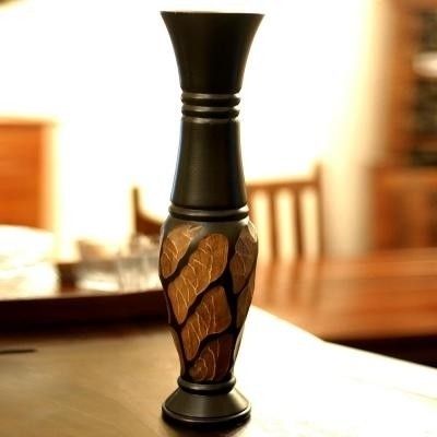 11% OFF on Tokenz Handcrafted Carved Flower Wooden Vase