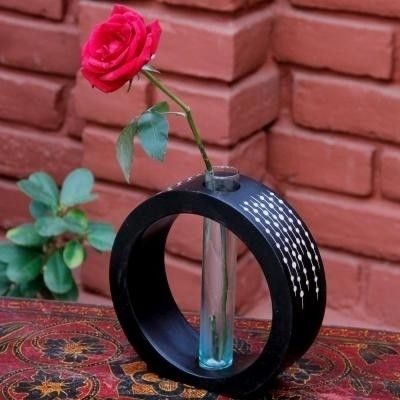 14% OFF on Tokenz Coffee Round Tube Flower Wooden Vase