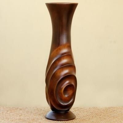 14% OFF on Tokenz Curvy Lines Pot Flower Wooden Vase