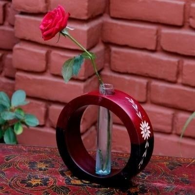 15% OFF on Tokenz Dual Tone Floral Tube Flower Wooden Vase