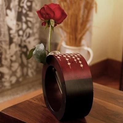 21% OFF on Tokenz Slanting Polka Bud Flower Wooden Vase