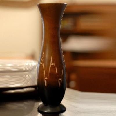 14% OFF on Tokenz Zigzag Carved Flower Wooden Vase