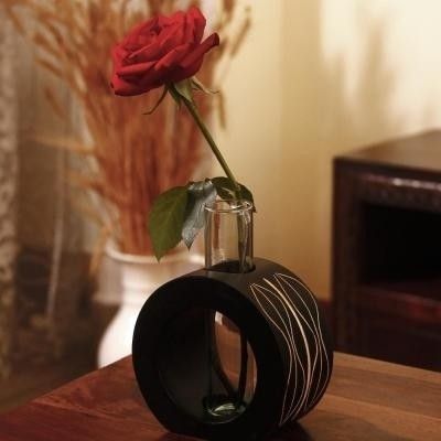 22% OFF on Tokenz Curvy Lines Small Tube Flower Wooden Vase