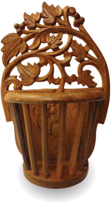 33% OFF on Pindia Beautiful Hand Carved Wall Hanging Flower Wooden Vase