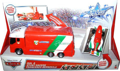 Mattel Disney Pixar Cars Sal Transporter and Francesco Bernoulli Stunt Racer Vehicle Set Mattel Disney Pixar Cars Sal Transporter and Francesco Bernoulli Stunt Racer Vehicle Set