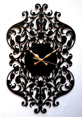 Kwardrobe Contemporary Scroll Analog Wall Clock Black