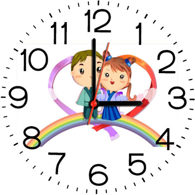 23% OFF on Ellicon B289 Cute Cartoon Couple Analog Wall Clock White