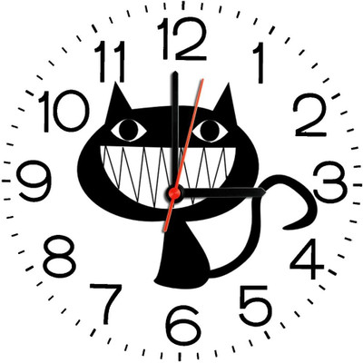 23% OFF on Ellicon B258 Funny Cat Smile Analog Wall Clock White