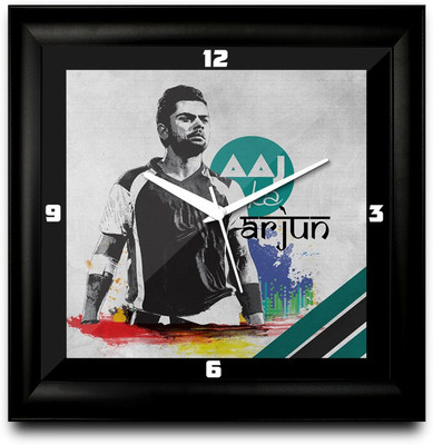 50% OFF on ShopMantra Virat Kohli Aaj Ka Arjun Square Analog Wall Clock Black