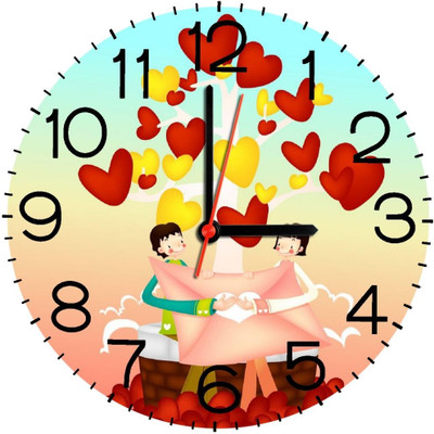 23% OFF on Ellicon B363 Cute Couple Analog Wall Clock White