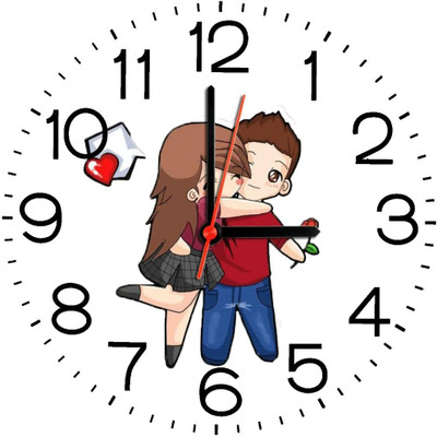 23% OFF on Ellicon B292 Romantic Cartoon Couple Analog Wall Clock White