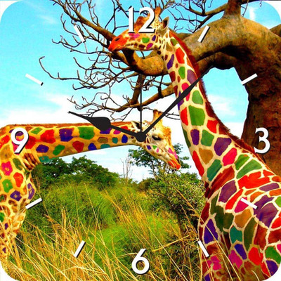 50% OFF on FurnishFantasy Colorful Giraffe Analog Wall Clock Multicolor