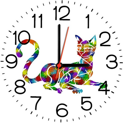 23% OFF on Ellicon B141 Colorful Cat Analog Wall Clock White 23% OFF on Ellicon B141 Colorful Cat Analog Wall Clock White