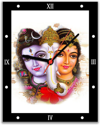 14% OFF on Lovely Collection Shiv, Parvati And Ganesha Religious Analog Wall Clock Multicolor