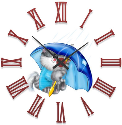 23% OFF on Ellicon B50 Cat With Umbrella Analog Wall Clock White