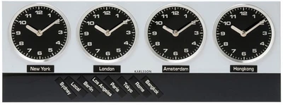 Karlsson Time Zone Magnets Analog Wall Clock Silver Karlsson Time Zone Magnets Analog Wall Clock Silver