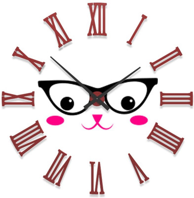 23% OFF on Ellicon B80 Cute Cat Face Analog Wall Clock White
