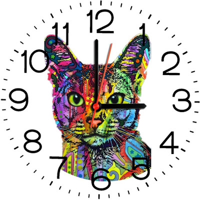 23% OFF on Ellicon B166 Funny Cat Analog Wall Clock White
