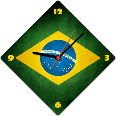 40% OFF on Lovely Collection Brazilian Flag Analog Wall Clock Multicolor
