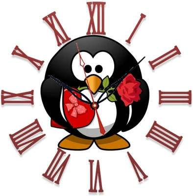 28% OFF on Ellicon 114 Love Penguin Analog Wall Clock White