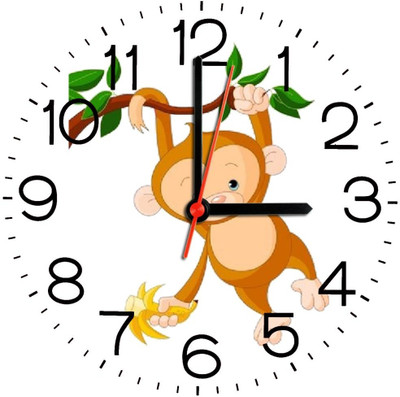 28% OFF on Ellicon 227 Cartoon Monkey Analog Wall Clock White