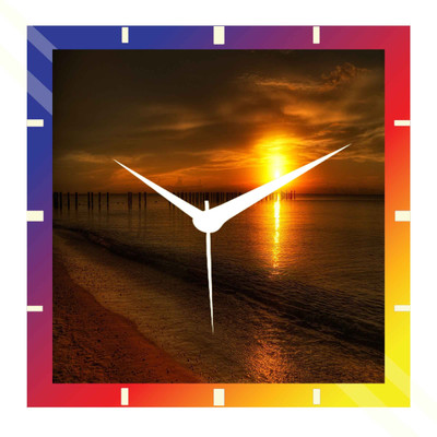 50% OFF on Moneysaver Sunset On The Beach Analog Wall Clock Multicolor