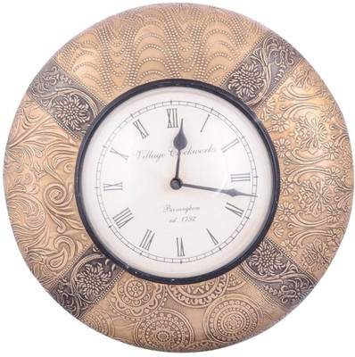 Sheela's Arts & Crafts Designer Analog Wall Clock Brown, Black