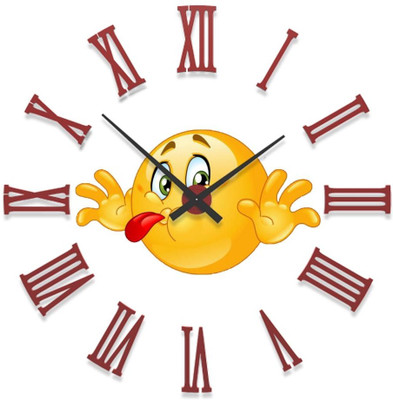 23% OFF on Ellicon B72 Tongue Out Smile Face Analog Wall Clock White
