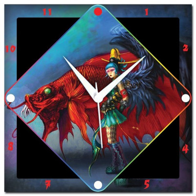 72% OFF on Amore Girl With Dragon Analog Wall Clock Multicolor