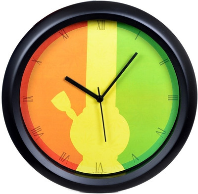 56% OFF on India Bongs Rasta Bong Analog 11.5 cm Dia Wall Clock Black